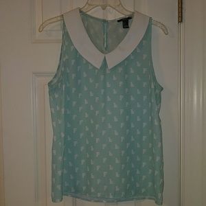 Sleeveless Forever 21 Collared Cat Shirt 😻